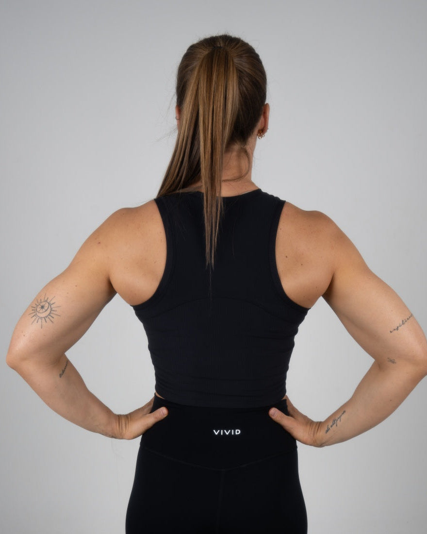 Elevate Ribbed Top (Midnight Black)