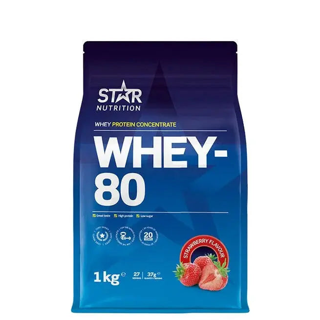 Whey-80 Myseprotein 1kg - Strawberry Star Nutrition