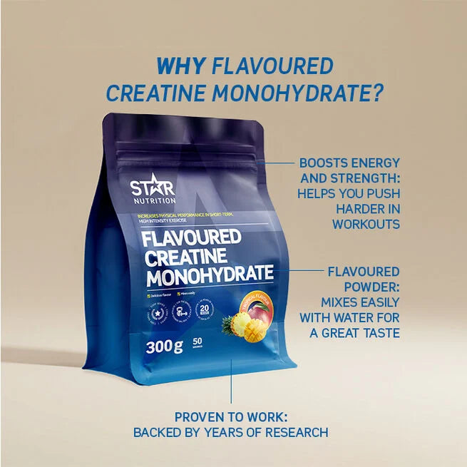 Smaksatt Kreatin Monohydrat 300g Tropical