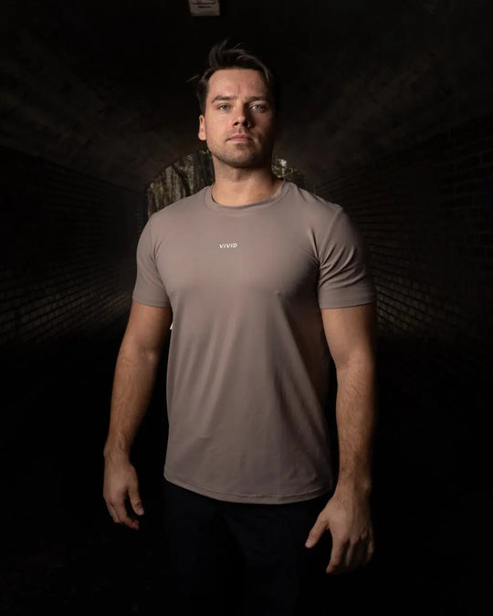Fluid Mens Tee (Brown) Vivid Performance