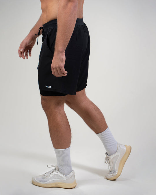 Fluid Mens 2-in-1 Shorts (Black)
