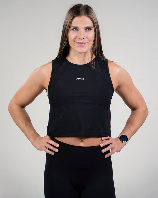 Womens Tech Crop Top (Black)