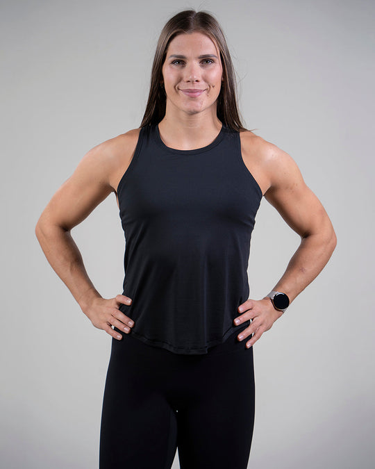 Womens High Neck Singlet (Black)