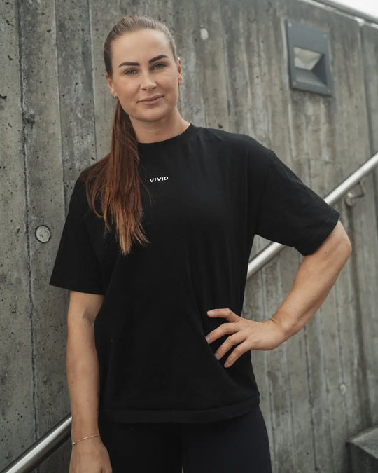 Oversized Unisex Heavy Tee (Black) Vivid Performance